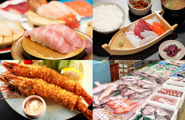 昼食には茨城の新鮮な魚介をご堪能
